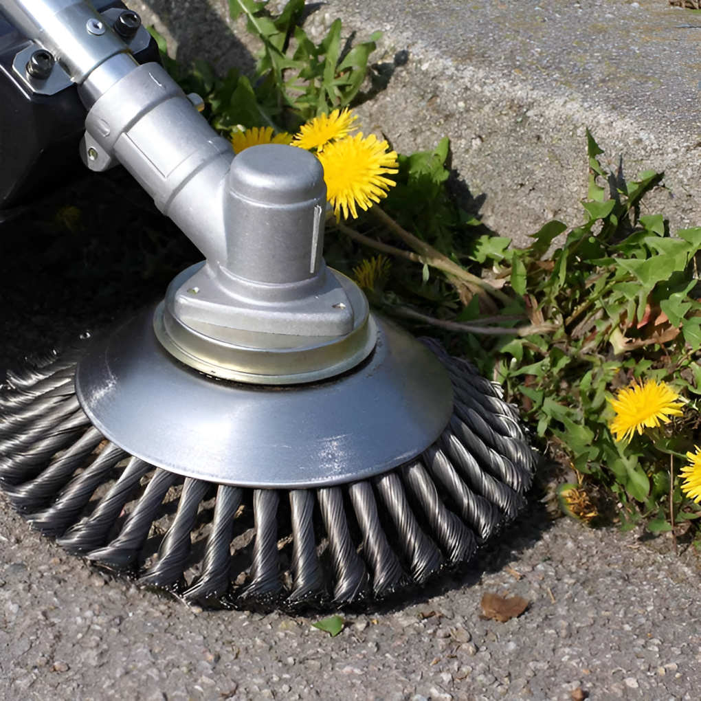 Durable carbon steel trimmer attachment, perfect for heavy-duty weed removal in gardens & lawns.