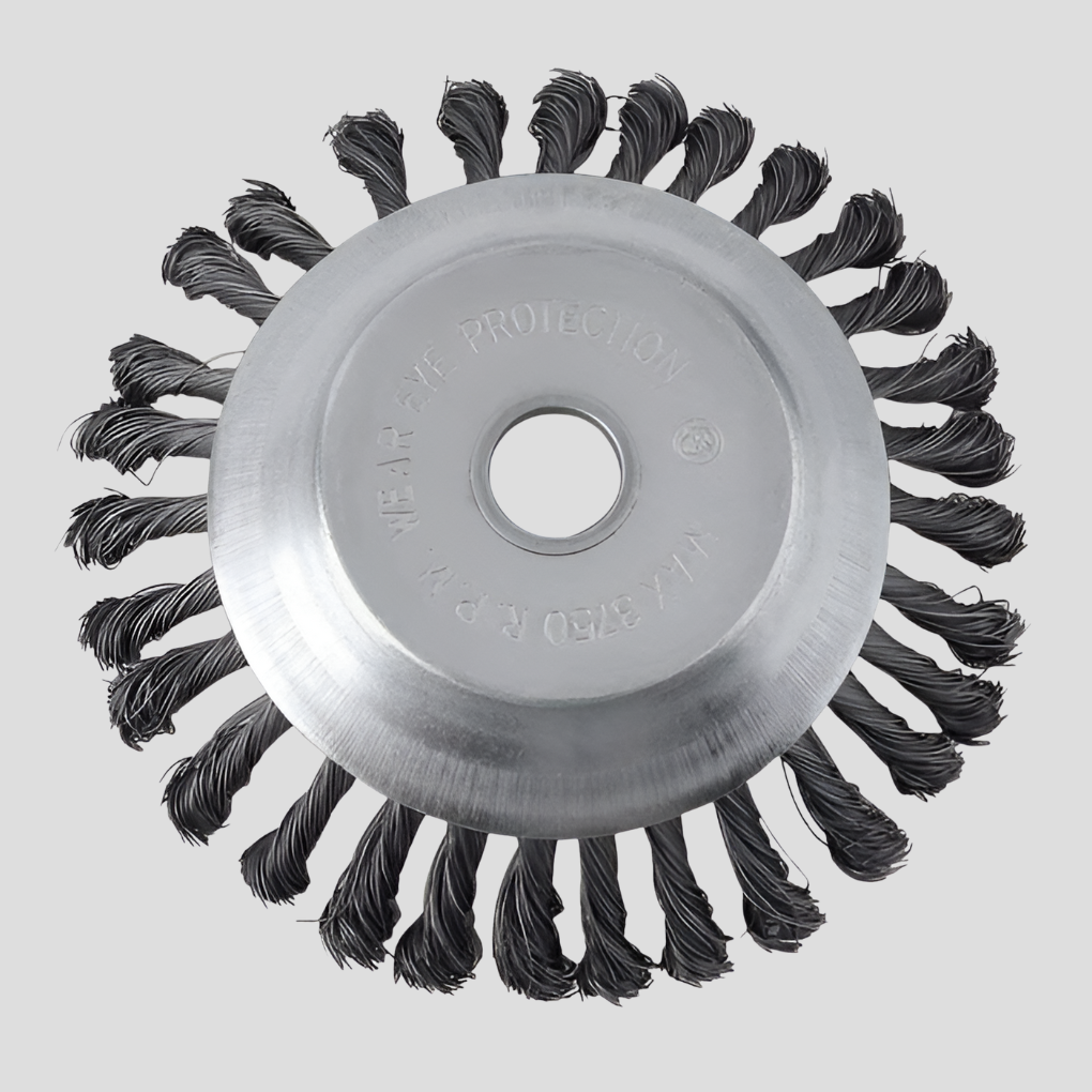 Industrial-grade carbon steel weed trimmer head, designed for demanding lawn care and outdoor weed removal.