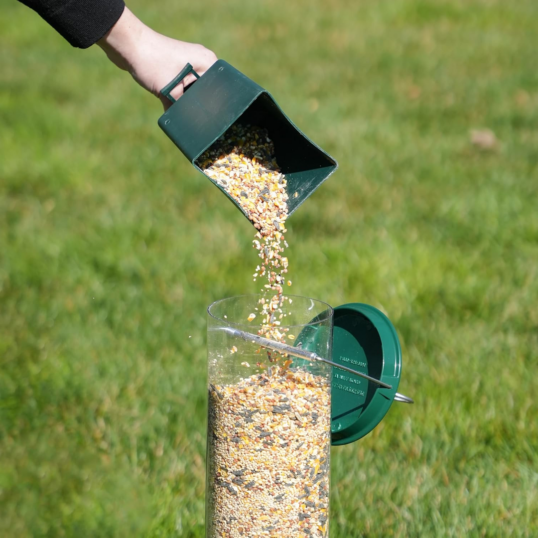 Heavy-duty metal squirrel-proof bird feeder, perfect for garden wildlife & birdwatching.