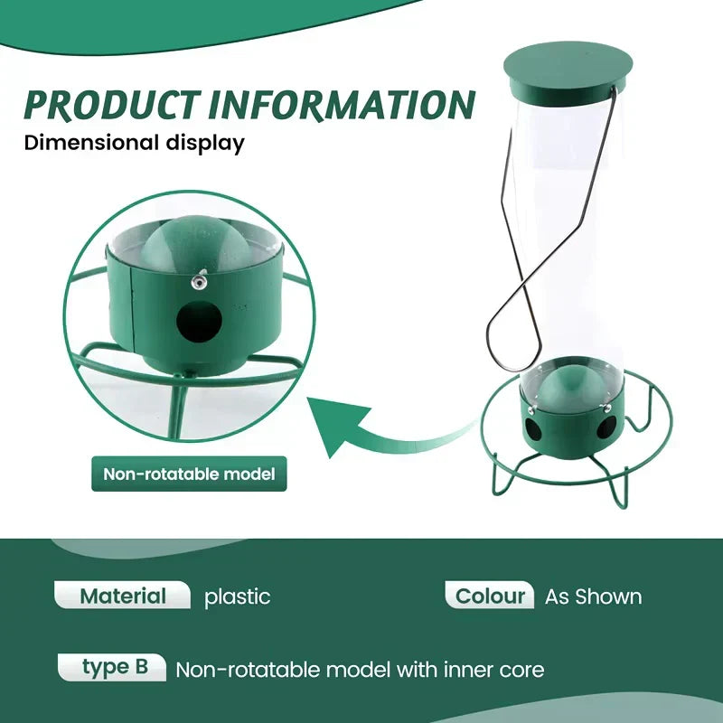 Outdoor squirrel-proof bird feeder made from heavy-duty metal for garden birdwatching.