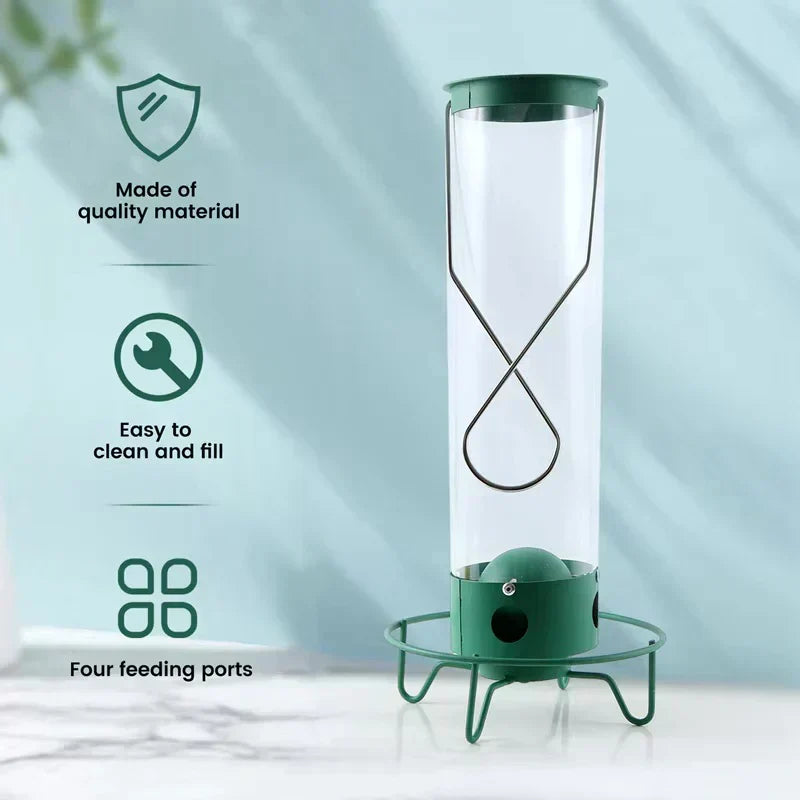 Sturdy metal bird feeder, preventing squirrels from accessing bird food in your garden.