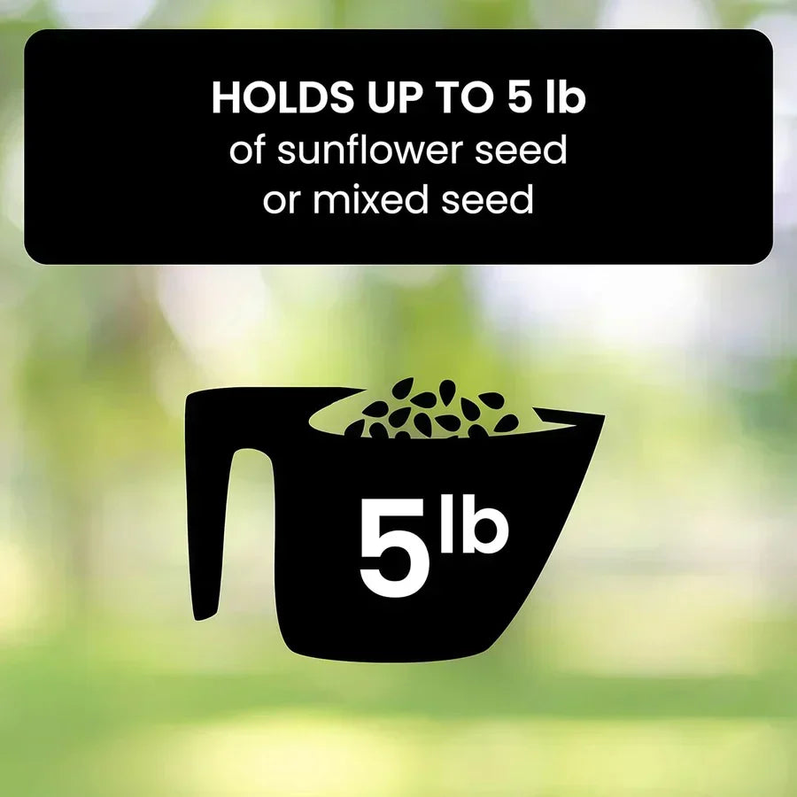 Garden-ready squirrel-proof bird feeder; durable metal construction for wild birds.