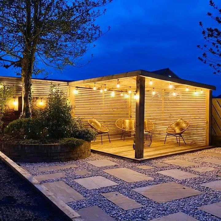 Heavy duty outdoor LED string lights, waterproof and connectable patio lighting.