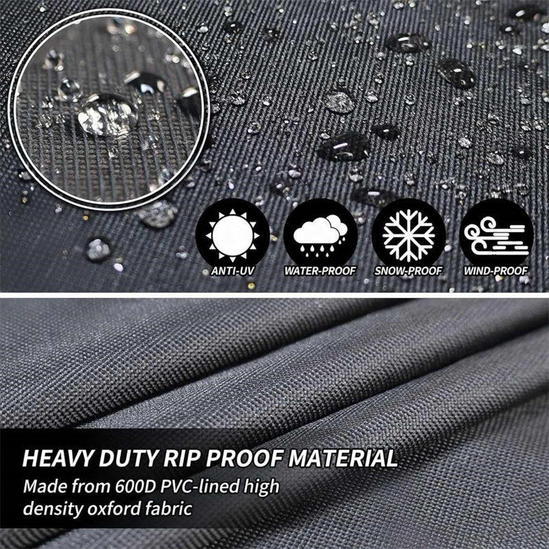 Outdoor round table cover, heavy-duty, weather-resistant, for garden patio furniture, features air vent.