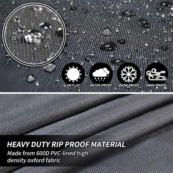 Outdoor round table cover, heavy-duty, weather-resistant, for garden patio furniture, features air vent.