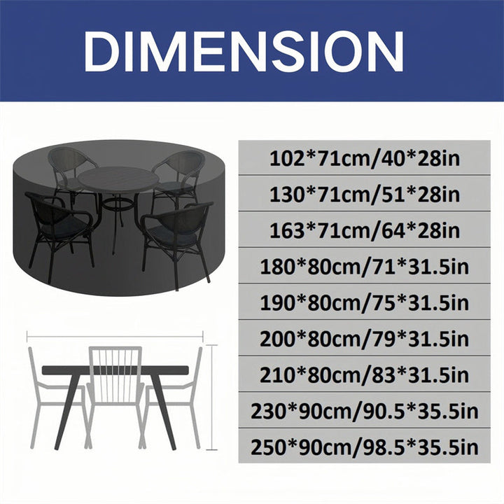 Weather-resistant heavy-duty round garden furniture cover with air vent, ideal for patio tables.