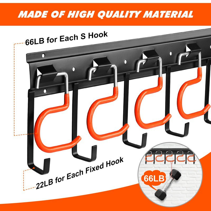 Utility tool holder, perfect for garden tools. Durable wall mount for workshop organization.