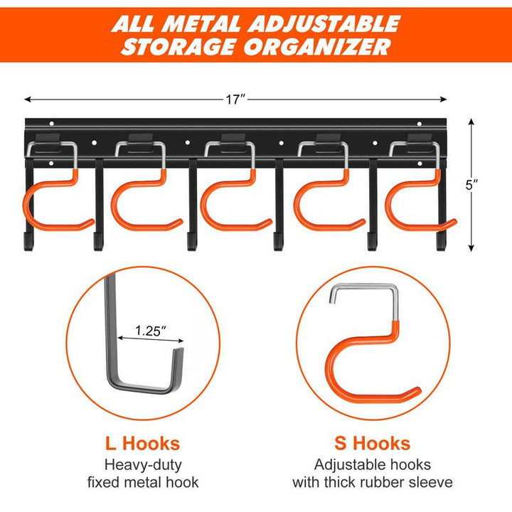 Space-saving heavy-duty tool organizer for wall storage. Ideal for home improvement projects.