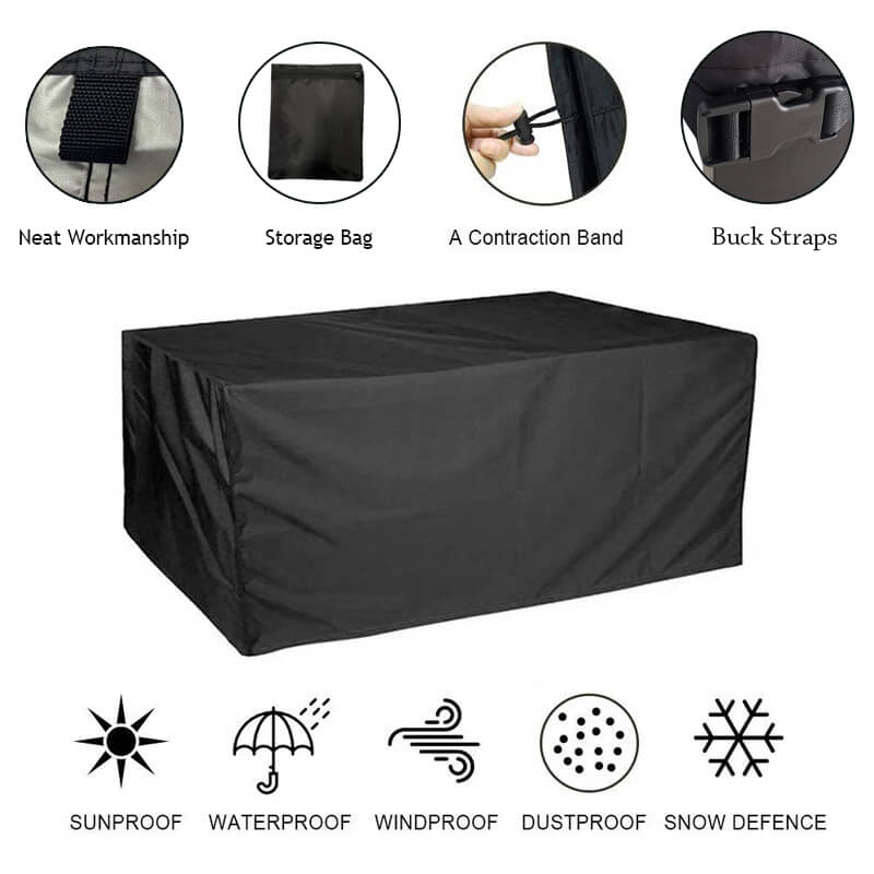 Outdoor furniture protection cover, heavy duty, keeping patio sets dry and safe.