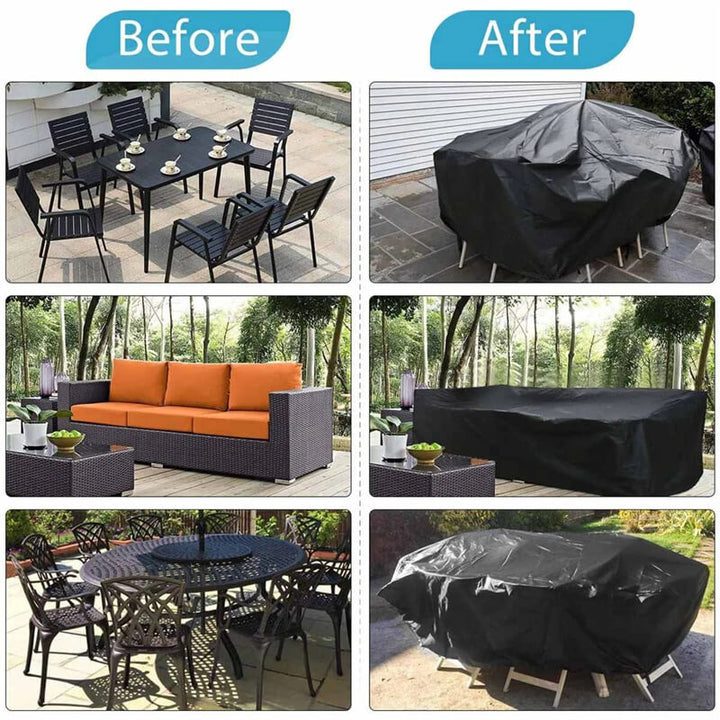 Outdoor furniture cover, waterproof & UV resistant, safeguarding your patio set.
