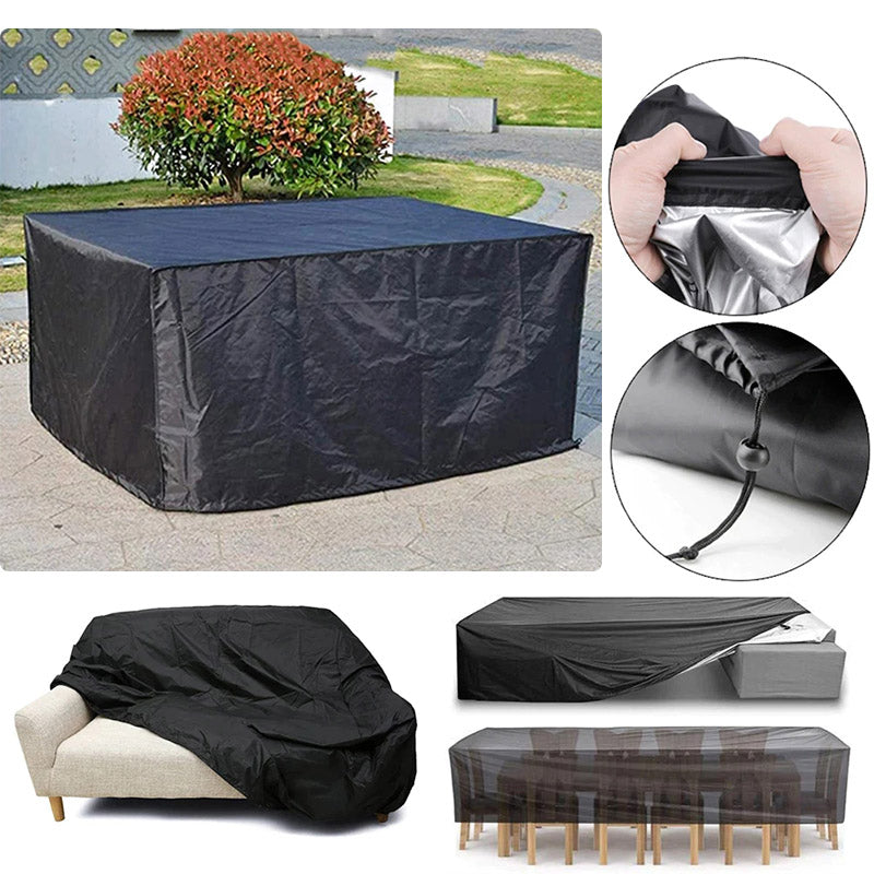 Weather-resistant outdoor cover, protecting garden sofas from elements, waterproof.