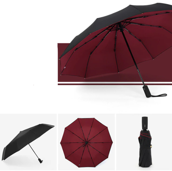 Compact heavy duty storm umbrella, ideal for travel and reliable rain protection.