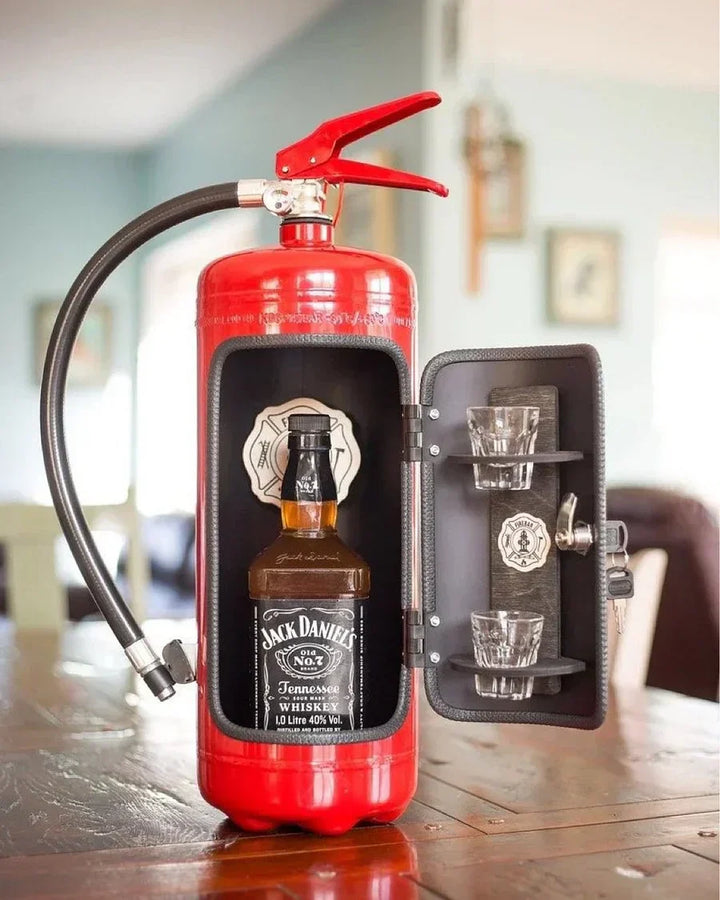 Detail shot of the HiddenFlame bar's craftsmanship, a clever & discreet secret storage solution for drinks.