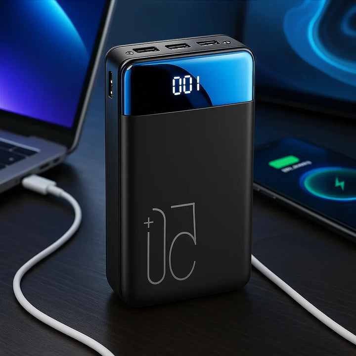 Universal portable power bank, external battery for phones, tablets & laptops. High capacity charger.