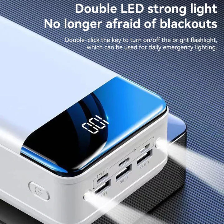 Mobile accessory: high capacity portable power bank for efficient phone & laptop charging. Travel essential.