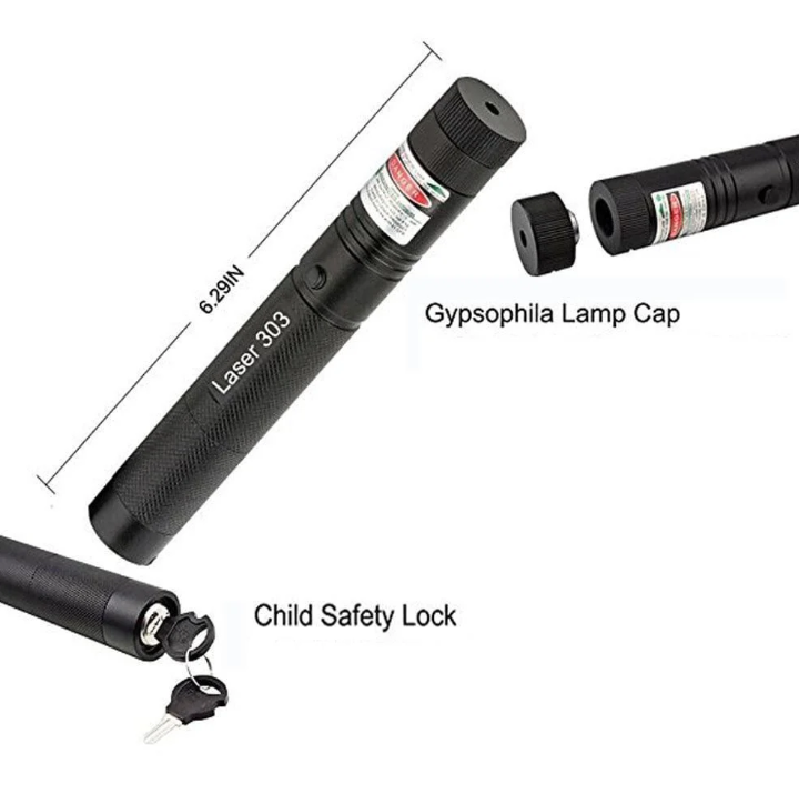 High-intensity portable red laser pointer for professional presentations & outdoor use.