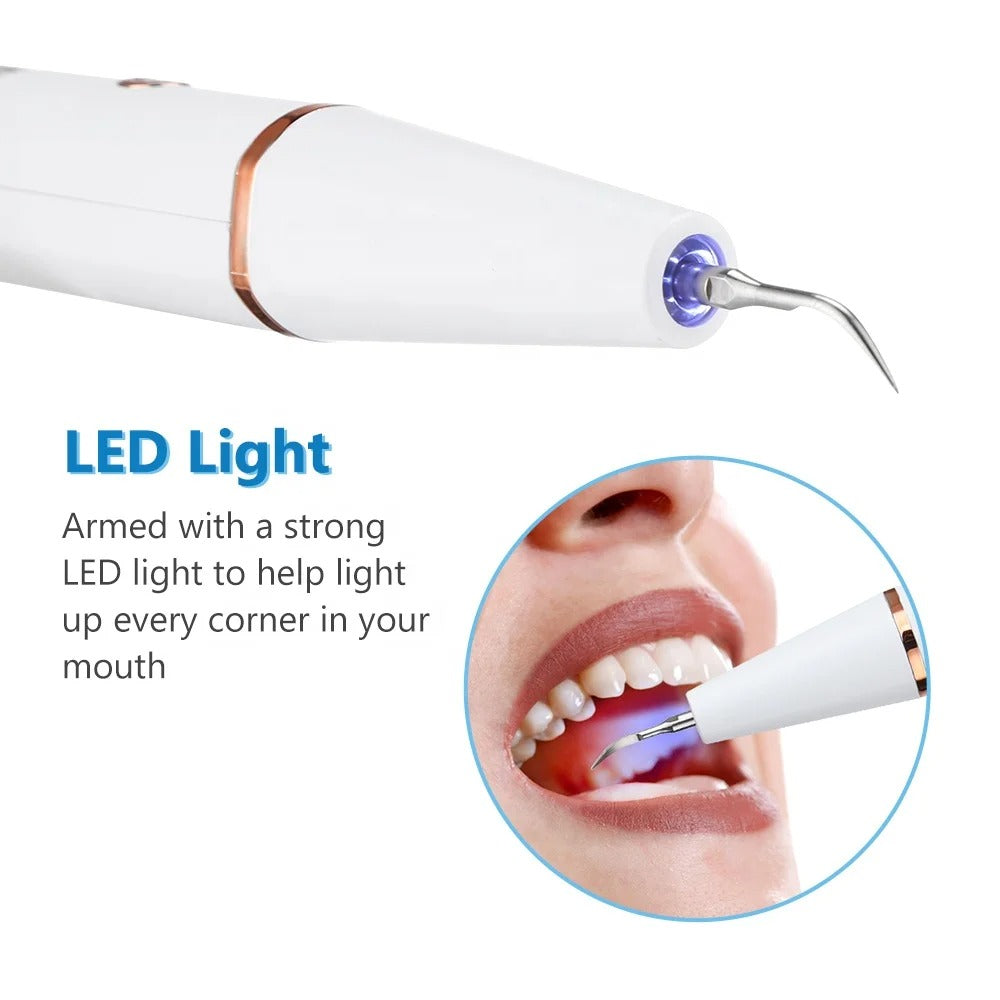 Complete home ultrasonic plaque remover kit for comprehensive dental care, ensuring a healthy, clean smile.