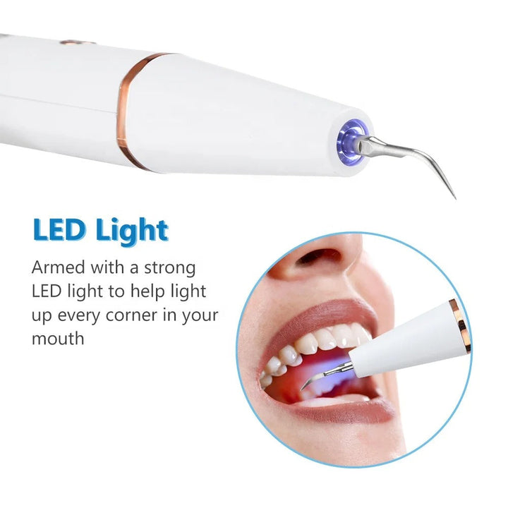 Complete home ultrasonic plaque remover kit for comprehensive dental care, ensuring a healthy, clean smile.