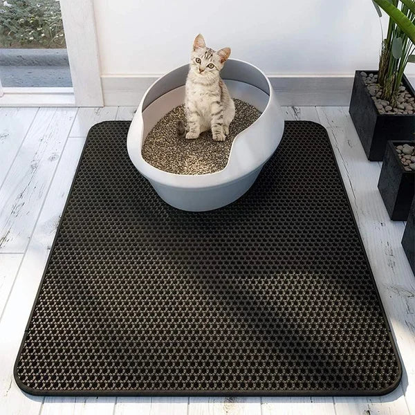 Honeycomb cat litter mat traps litter effectively, keeping floors clean and tidy. Essential pet hygiene accessory.