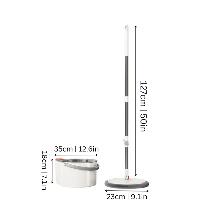 Efficient Self-Cleaning SpinMop bucket with self-wringing mechanism and durable microfiber mop.