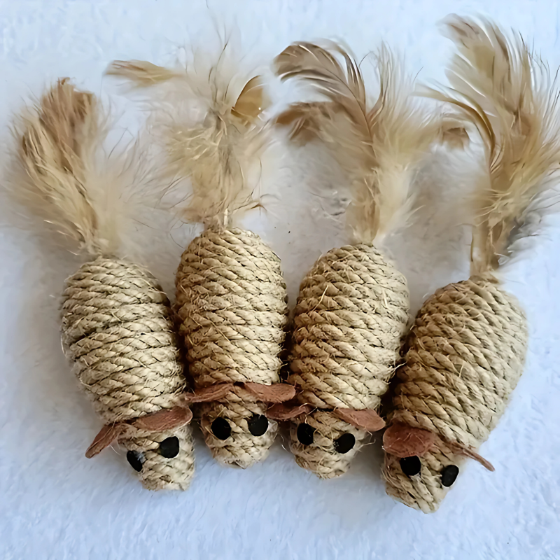 HuntMate 4-pack interactive cat toy mice for indoor playtime fun.