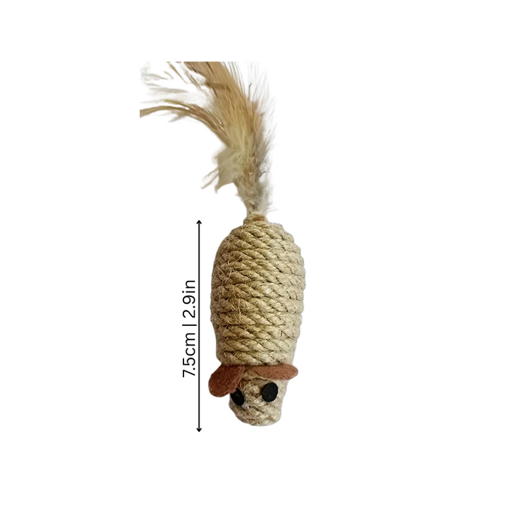 Realistic toy mice, 4-pack, designed to trigger indoor cat hunting instincts.