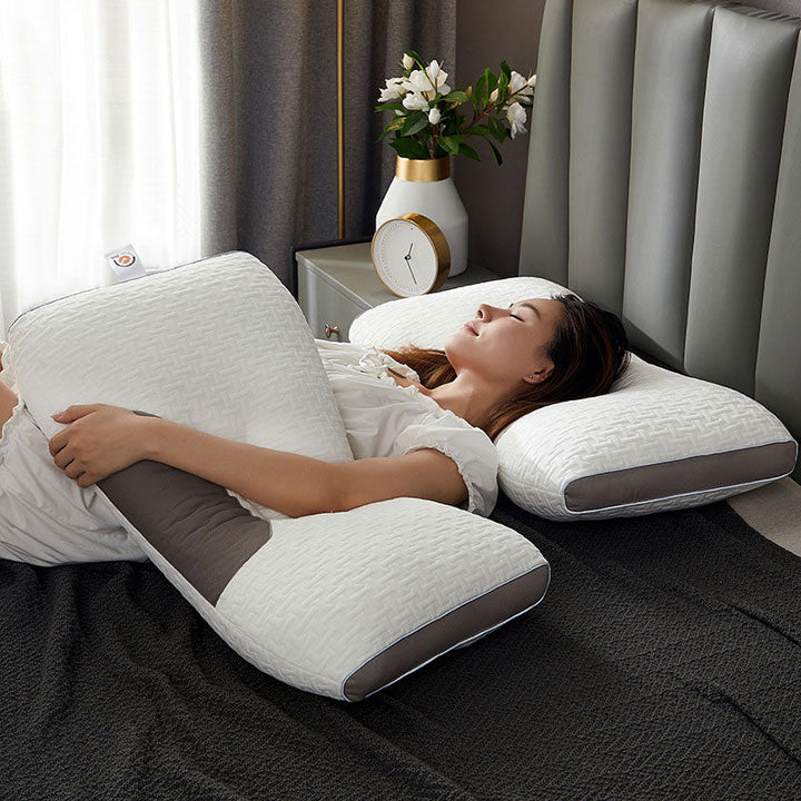 Plush hybrid pillow offering superior neck support for pain relief; perfect for back & side sleepers.