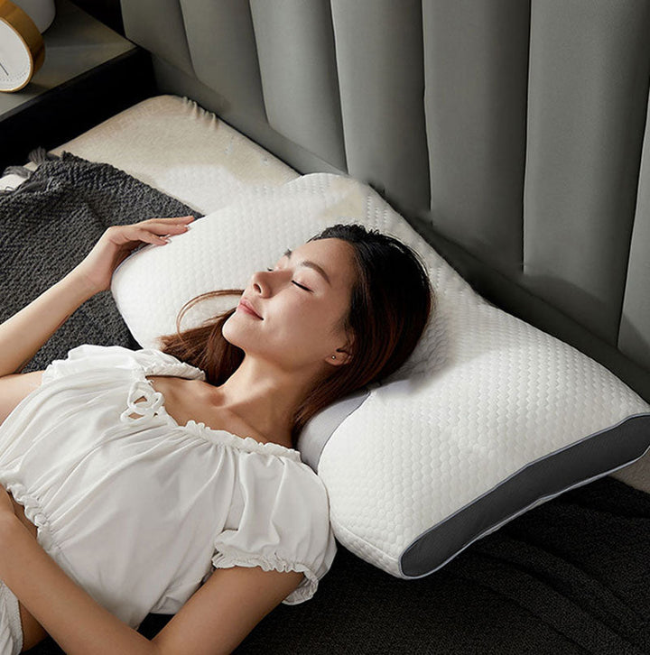Premium hybrid pillow for restful sleep, offering targeted neck support for both back & side sleeping.