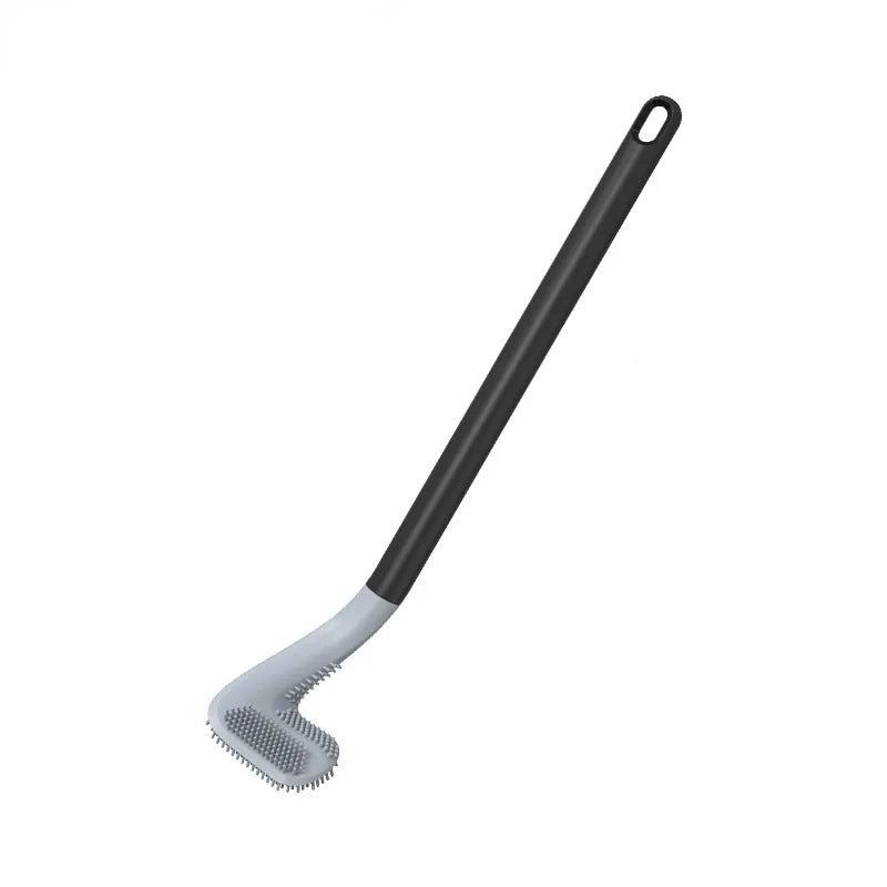 Hygienic self-cleaning toilet brush with holder for effortless, deep bathroom cleaning.