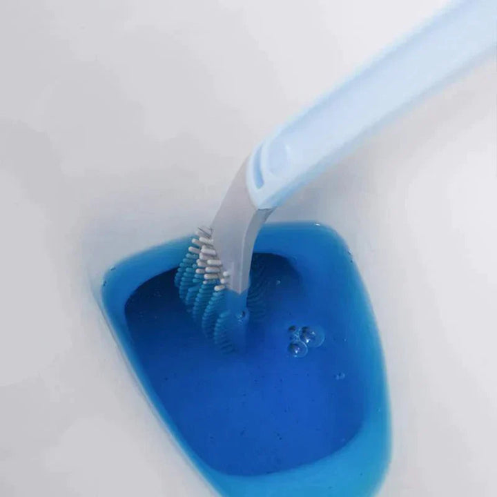 Self-cleaning toilet brush with discreet holder ensures hygienic bathroom maintenance & easy cleaning.
