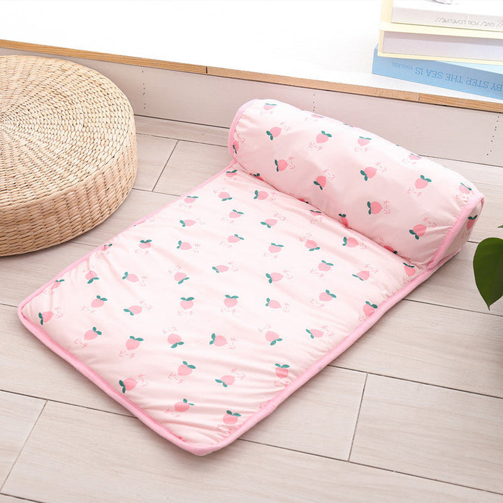 Small dog cooling mat, ice silk pet pad for ultimate summer relaxation. A comfortable cool bed.