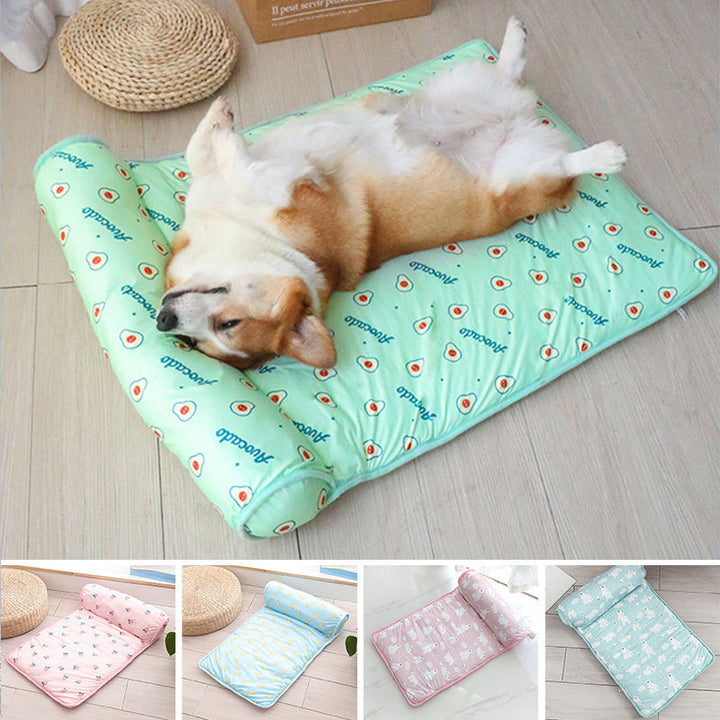 Portable, washable ice silk cooling mat for small dogs & cats. A refreshing pet bed & cool pad.