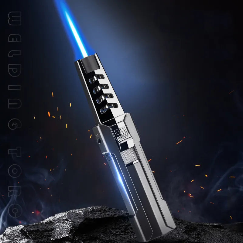 Refillable jet torch lighter, ideal for camping, BBQs, and all outdoor adventures.