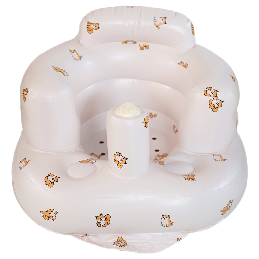 Inflatable baby floor chair for safe bath time, learning to sit and toddler support.