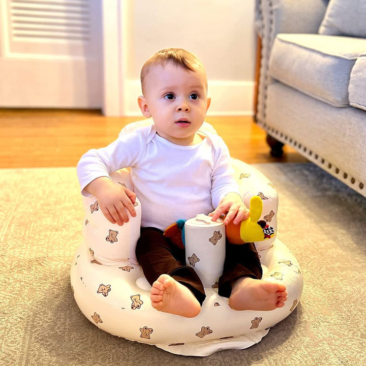 Portable baby bath seat providing comfort and safety during bath time for infants.