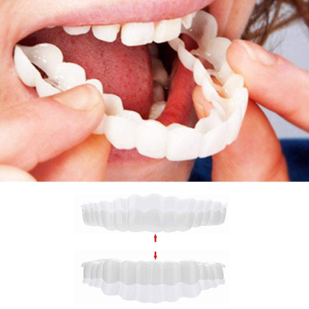 Full set of Instant Smile Veneers: upper and lower for complete cosmetic teeth coverage. Achieve a perfect smile at home.