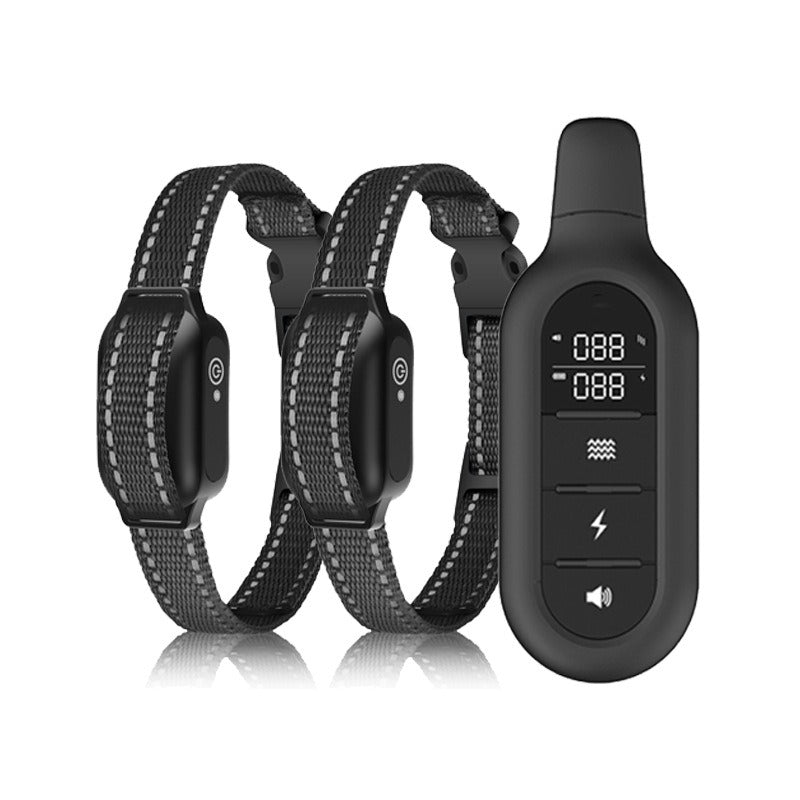 Intelligent dog training collar with remote, 1000m range, waterproof for effective pet training.