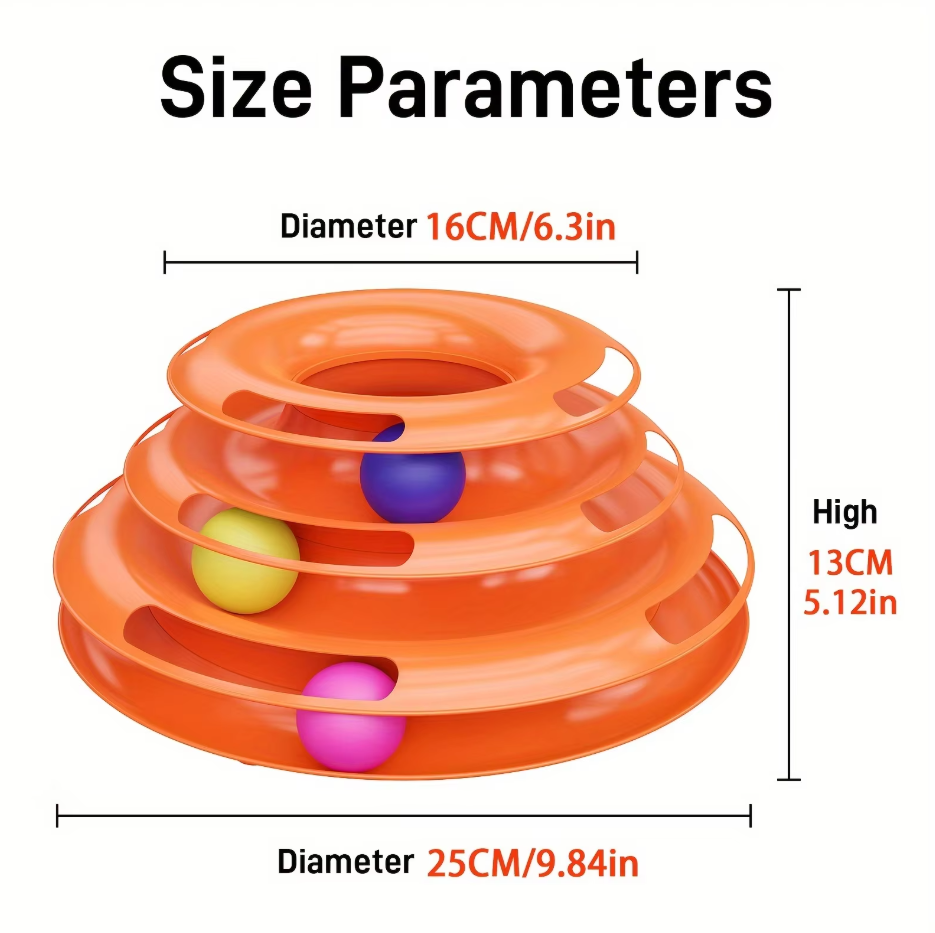Durable 3-level interactive cat toy tower with balls, great for multi-cat homes & kitten entertainment.
