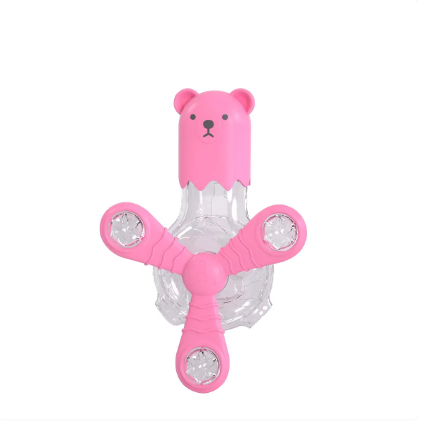 Pet enrichment treat toy: bear food dispenser with rotating arms for cats and small dogs.