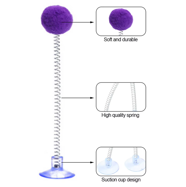 Engaging interactive feather cat toy with powerful suction cup for hours of stimulating play.