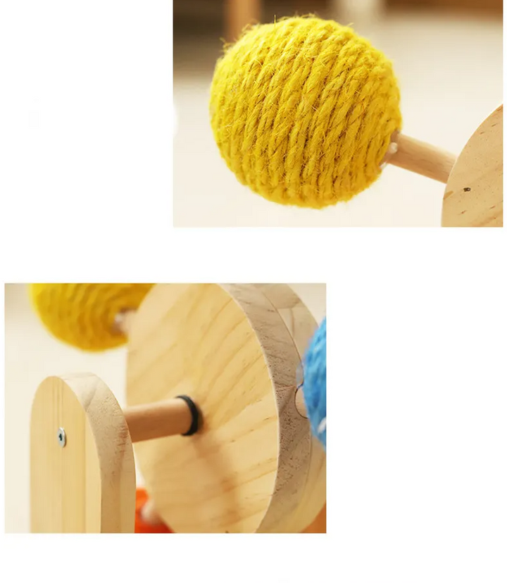 Indoor cat Ferris wheel toy provides mental stimulation and an interactive scratching surface for playful felines.