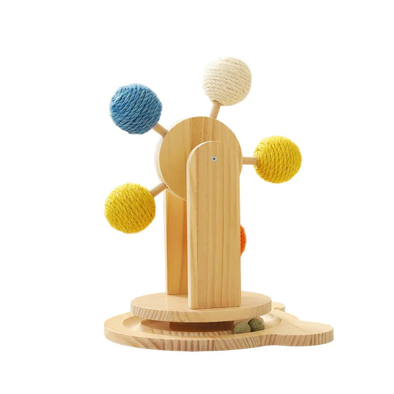 Engaging cat activity center featuring an interactive Ferris wheel and a strong scratching board for endless feline fun.
