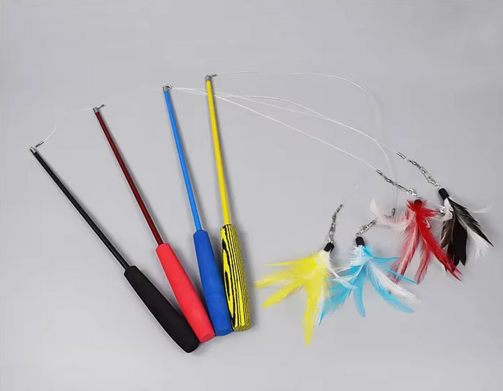 Kitten toy: A fun and safe feather wand for playful chasing and pouncing.