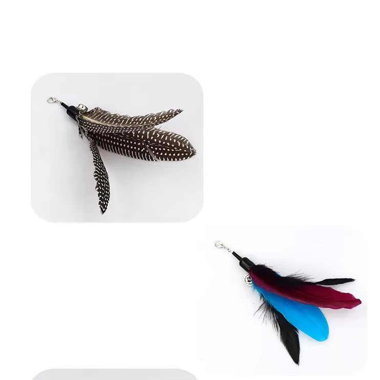 Feather wand cat toy for active pets, promoting exercise and mental stimulation.