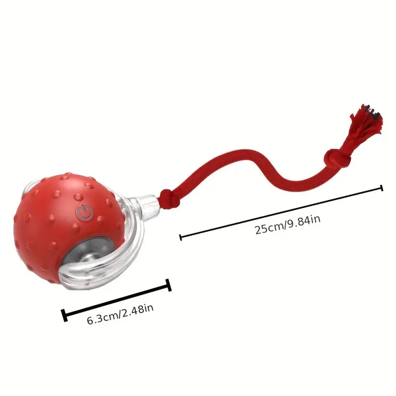 Durable plush cat toy ball with a dynamic tail for interactive play, stimulating hunting instincts.