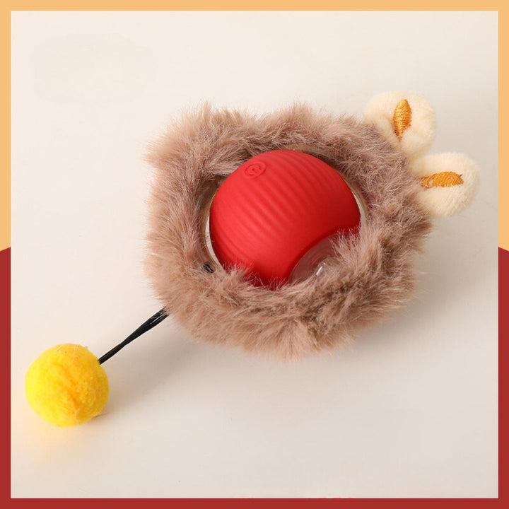 Automatic cat toy ball with dynamic tail stimulates feline hunting instinct & provides interactive fun.
