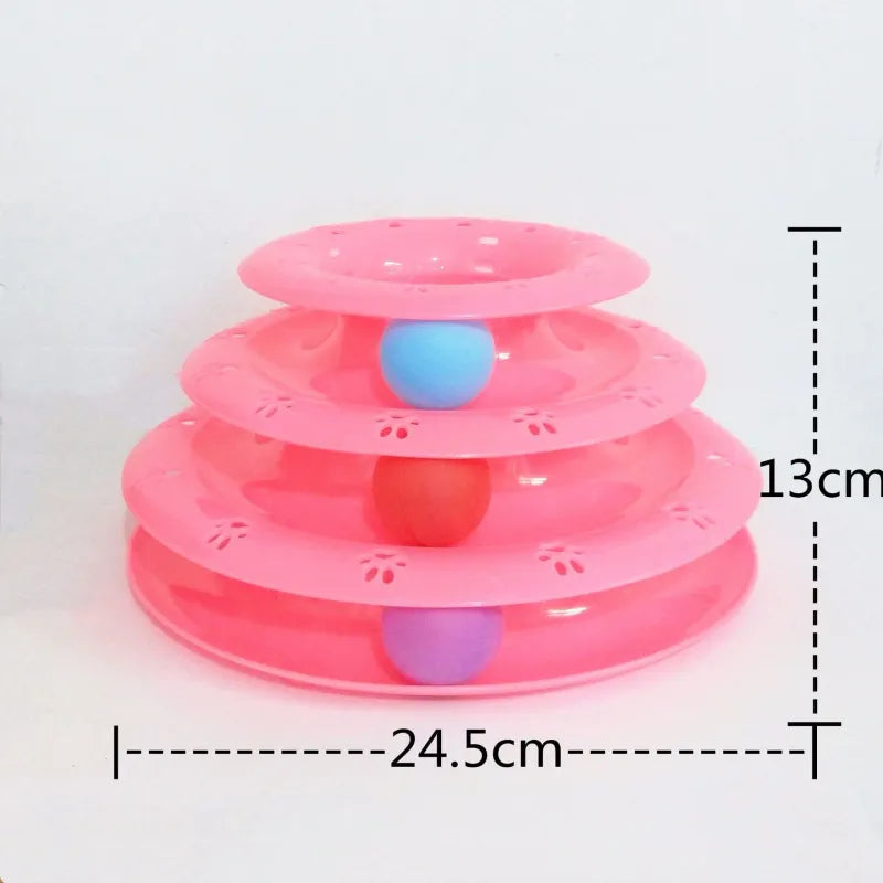 Colorful ball cat toy pyramid for endless interactive pet play, perfect for kittens and active cats to exercise.
