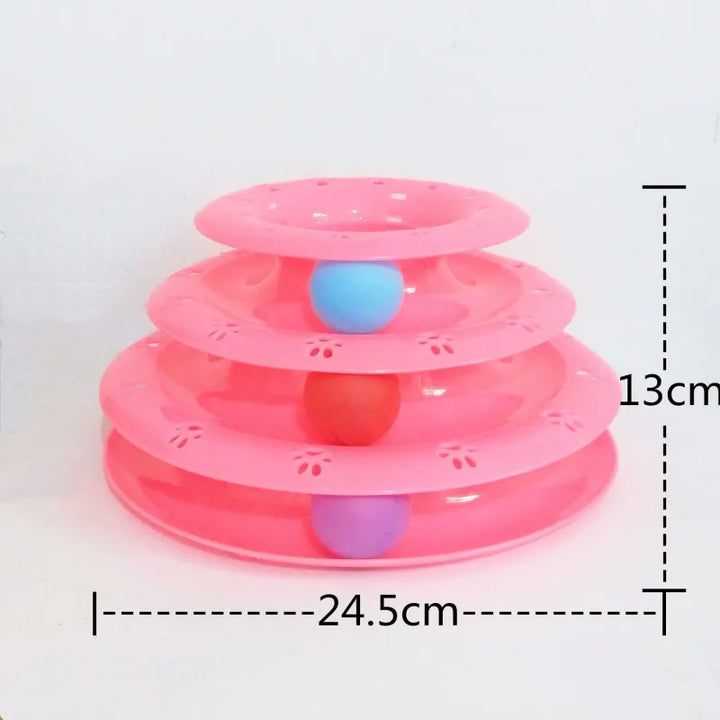 Colorful ball cat toy pyramid for endless interactive pet play, perfect for kittens and active cats to exercise.