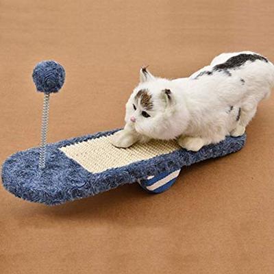 Interactive cat rocker with scratch board for playful felines. Encourages exercise & protects furniture.
