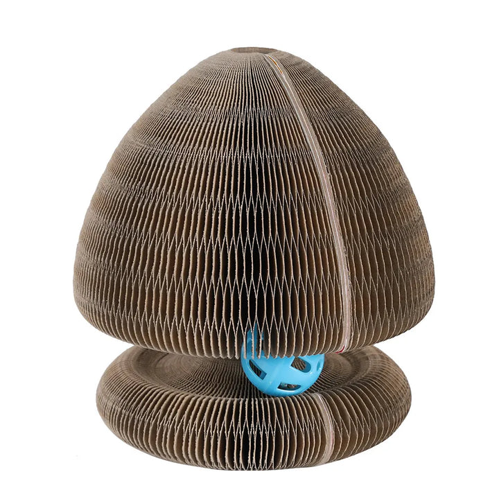 Durable cat scratcher tower & interactive ball toy providing endless feline fun for your pet.